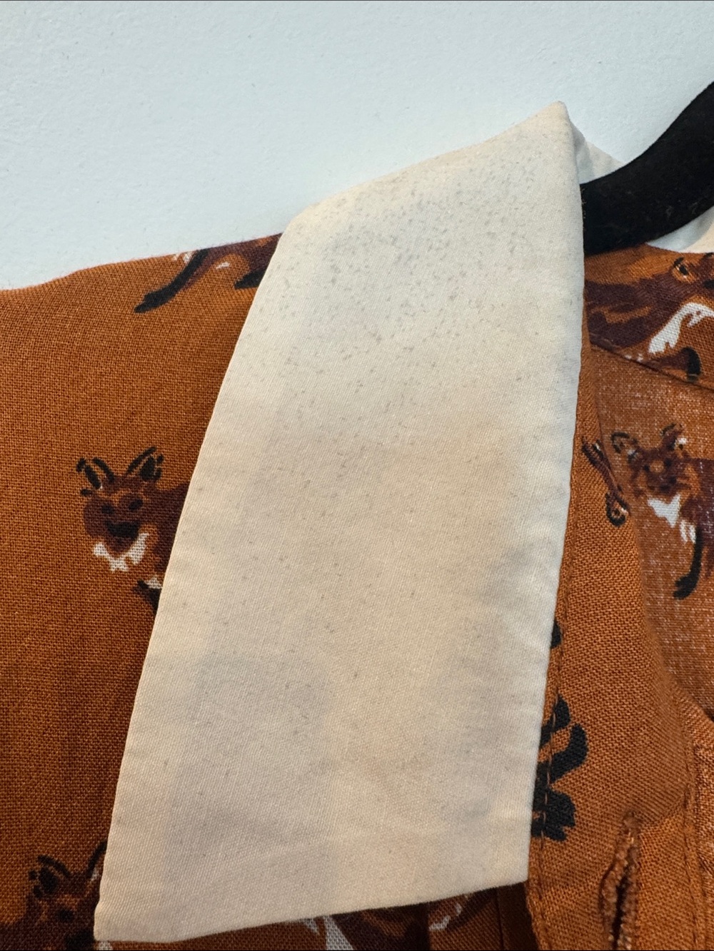 Hell Bunny Rust Fox Print Mini Dress with Cream Collar - Picture 8 of 8
